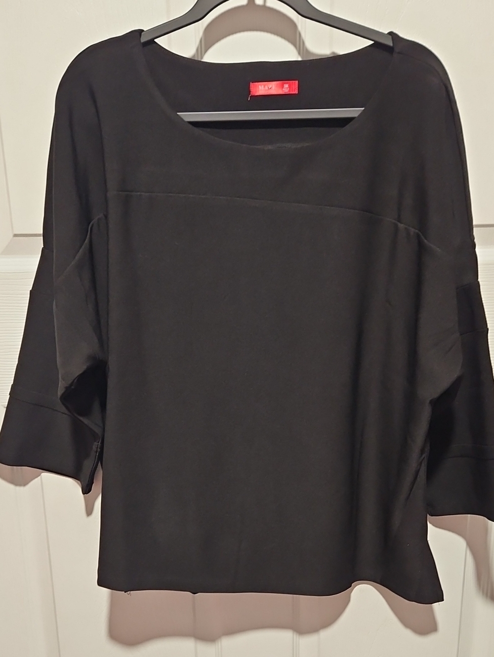 Black Relaxed Scoop-Neck Top